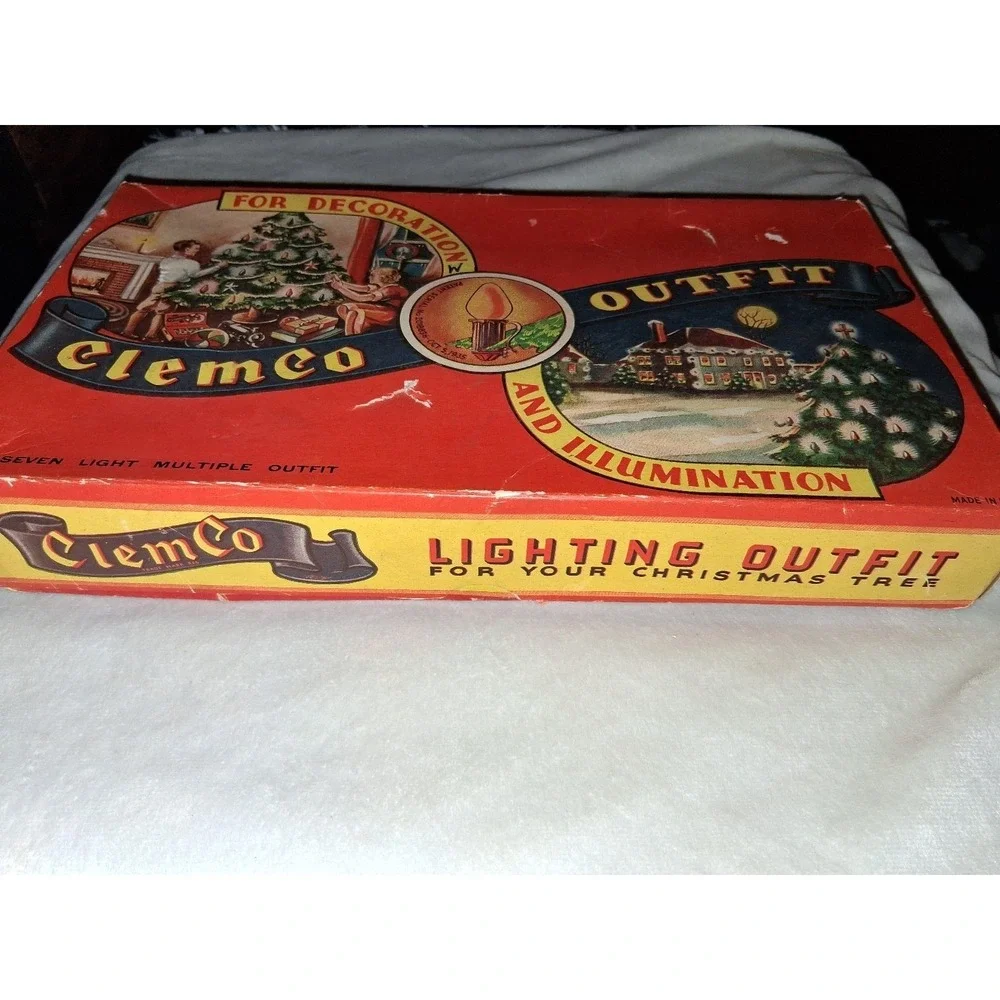 Vintage ClemCo 7 Light Christmas Tree Light Set w/ Original Box Working